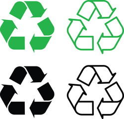 Obraz premium Recycling and Circular Arrow Icon Set – Green and Black Recycle Symbols Vector