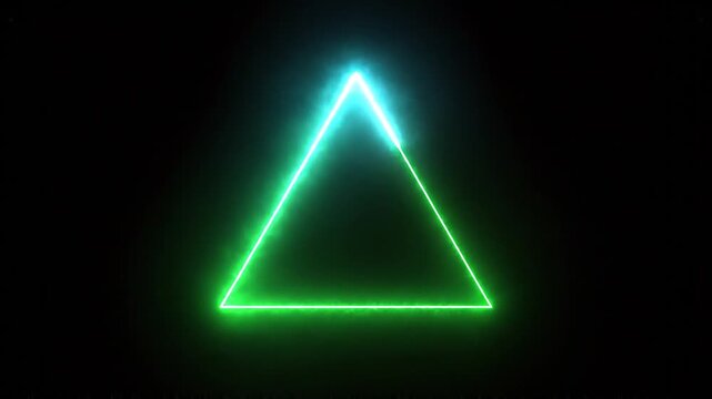 Glowing neon pink triangle with yellow gradient on dark background