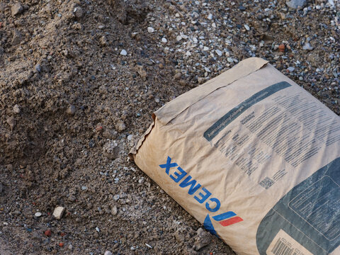 Germany, Paderborn, February 01. 2026, Bag of cement from Cemex, a global building materials manufacturer