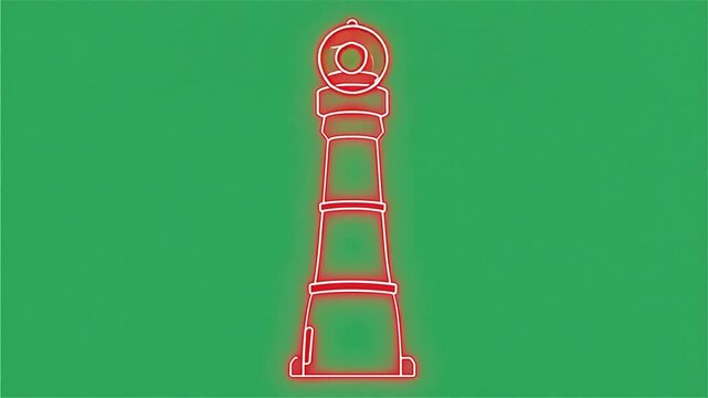 Minimalist red outline of an l shape against a solid green background
