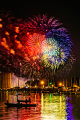 Fireworks over the river, buffalo ny.