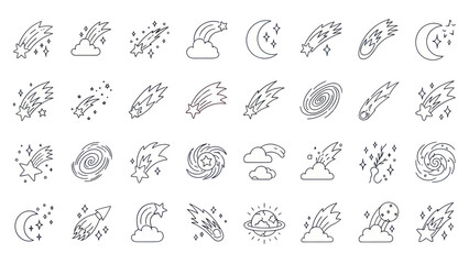 Cosmic Icons: Shooting Stars, Galaxies, Moons, Clouds, and Comets © Saputra