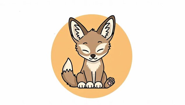 Cute Cartoon Fennec Fox Sitting Adorably.