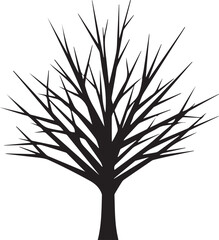Obraz premium Bare tree without leaves vector silhouette illustration natural winter season symbol