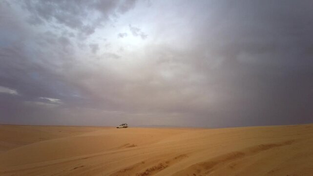 Travel adventure - Driving to Ong Jmal - The camel's neck, desert and site of Star Wars and The English Patient films, near Nefta, Tunisia, North Africa, Africa - 8th of October 2024