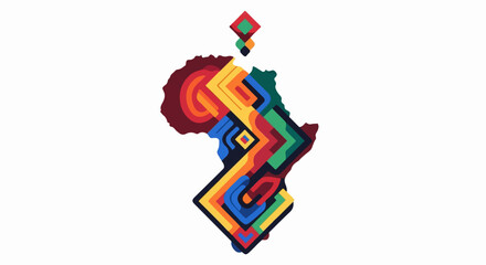 Abstract map of Africa with geometric patterns and vibrant colors