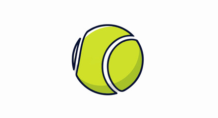 Obraz premium A simplistic, bright yellow tennis ball with a dark outline, presented against a plain white background