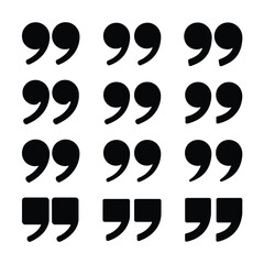 A collection of various quotation marks in a grid pattern. isolated on white background, Vector, illustration