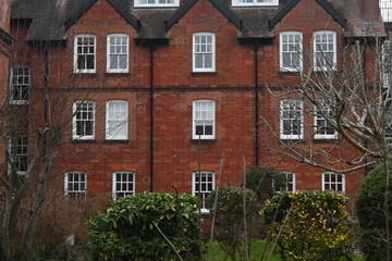 Naklejka premium facade of an old brick house in Salisbury, England 