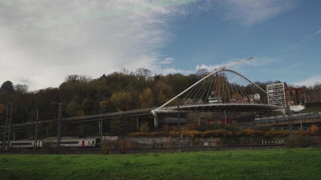 LIEGE, BELGIUM - DECEMBER 12, 2025 Beautiful view of the modern architecture railway station Liege-Guillemins. 