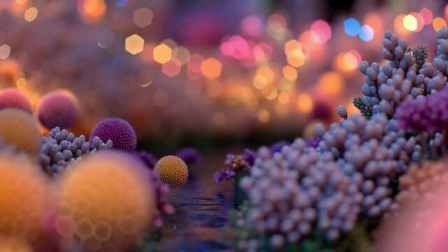 Colorful Bioluminescent Sea Urchins in Shallow Water with Glowing Effects at Night