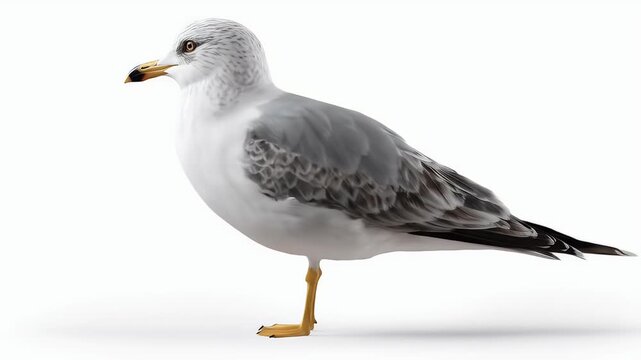 Seagull Standing Proudly Against a Clean White Background.