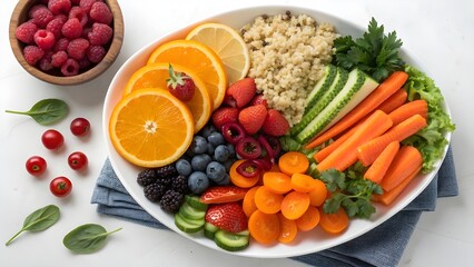 Colorful and healthy food arranged beautifully
