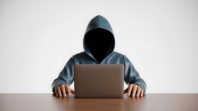 Anonymous hacker using laptop cyber crime concept
