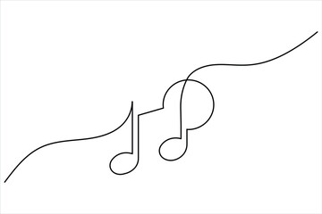 Obraz premium Minimal continuous line music notes abstract melody symbol for modern creative design and decoration
