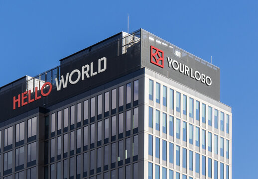 Two Logo on Building Mockup