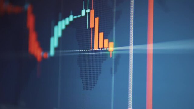 Close-up of financial trading chart with candlestick patterns