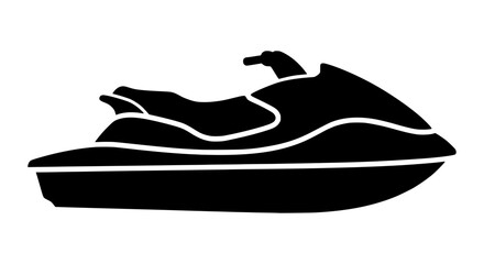 Naklejka premium Jet ski silhouette vector graphic featuring a sleek personal watercraft for summer water sports and recreational boating adventures.
