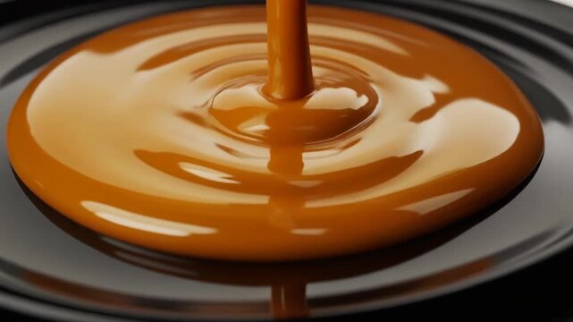Caramel spinning on a fidget spinner on a black background