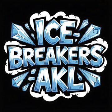 Icebreaker logo with icy blue crystals and bold typography