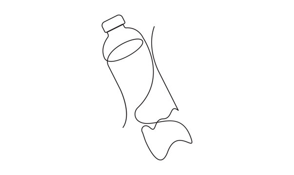 Minimalist continuous line art of a water bottle for hydration and healthy lifestyle concept