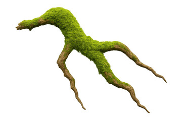 Obraz premium Exposed tree roots with moss growing on transparent background