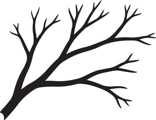 Obraz premium Black Silhouette of a Bare Tree Branch on White