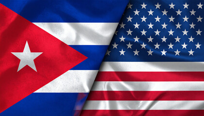USA and Cuban flag together