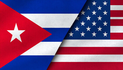 USA and Cuban flag together