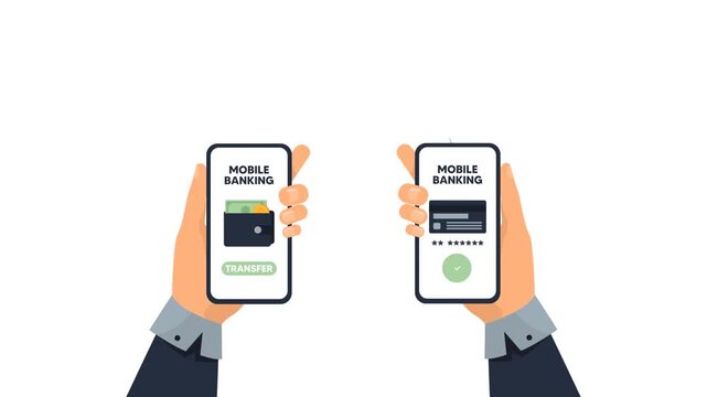 Mobile Money Transfer Animation. P2P Peer to Peer Payment and Digital Wallet App Concept.