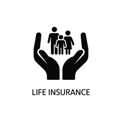 Fototapeta premium Hands cradling a family silhouette with text reading life insurance