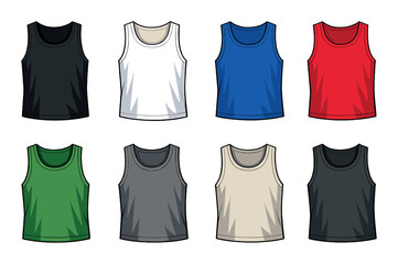 Variety of blank sleeveless tank tops in multiple colors