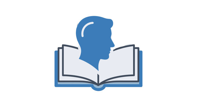 Silhouette of a person reading an open book illustration.