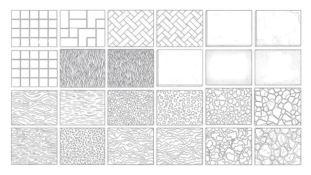 Landscape Architecture Outline CAD Pattern Texture Vector Set