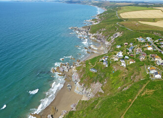 Aerial view of Whitsand Bay, Cornwall	