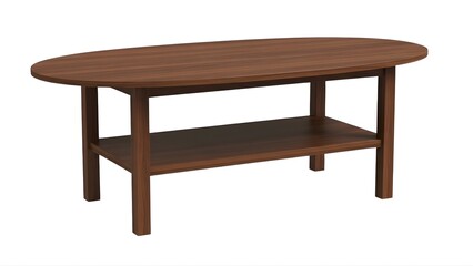 Fototapeta premium A wooden coffee table with a lower shelf on transparent background