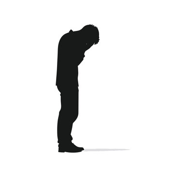black silhouette of a crying boy