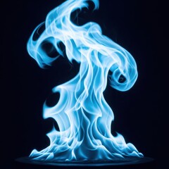 A dramatic close-up of vibrant, intense blue flames rising, suggesting high heat and dynamic energy against a dark background, pattern, glow, Flame