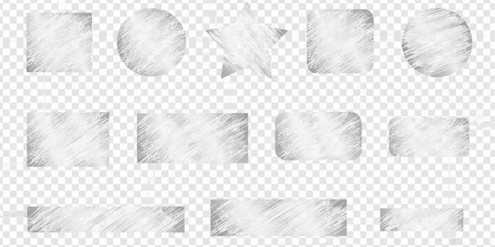 A collection of scratch off geometric shapes with a rough scribble texture