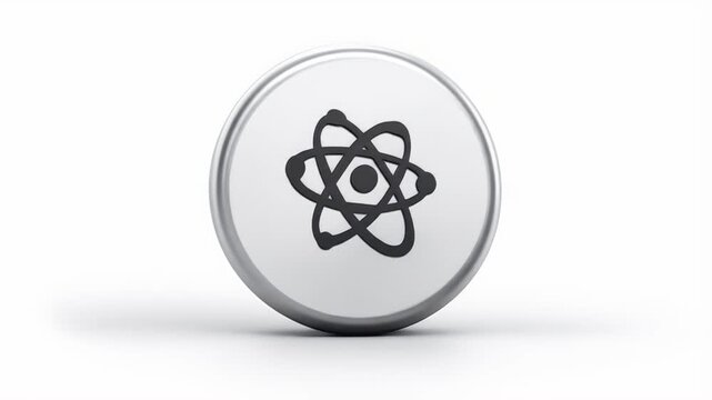 Silver Button with Black Symbol - A Modern Design.