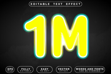  Neon 1M Social Media Vector Fully Editable Smart Object Text Effect