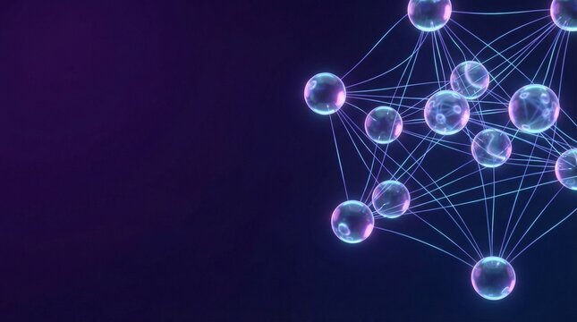 Futuristic Abstract Network with Glowing Nodes and Data Connections