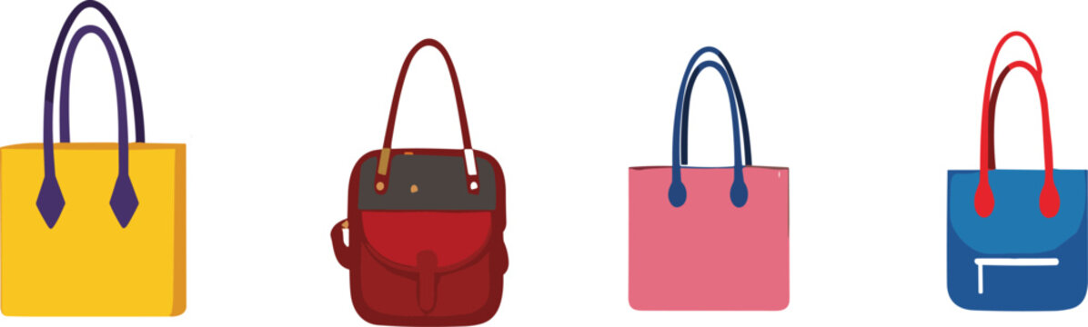 Minimal flat handbags and backpack icons collection for fashion accessory illustration