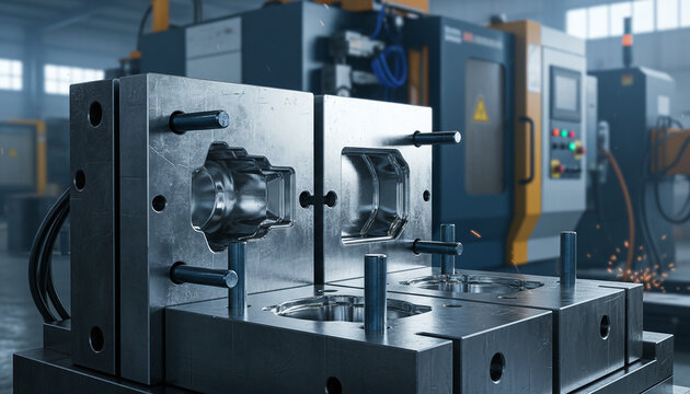 Industrial steel injection mold tooling for plastic manufacturing