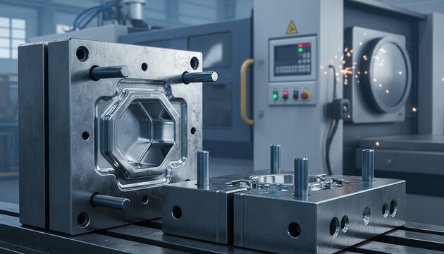 Industrial steel injection mold tooling for plastic manufacturing