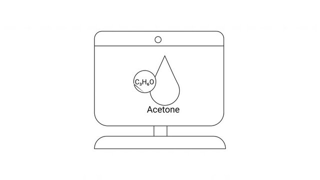 Acetone Chemical Formula on Computer Screen Illustration.