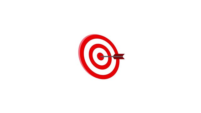 Target icon animation representing goal focus and accuracy. Bullseye symbol visualizing achievement success and direction. Business concept graphic for objectives results and performance.