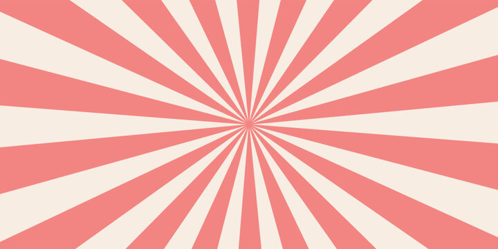 Retro background with rays or stripes in the center. Sunburst or solar burst retro background. Starburst abstract background. Vector illustration