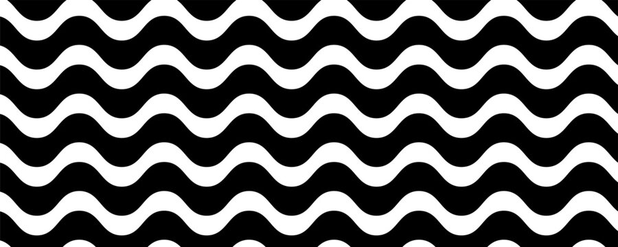 Copacabana sidewalk or calcada pattern. Famous beach promenade in Rio de Janeiro. Brasilian symbol. Repeating black and white wave texture in Portuguese pavement style. Vector graphic illustration.