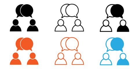 Vector Set of People Communication and Discussion Icons with Speech Bubbles in Different Styles